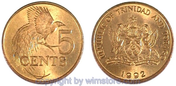 Trinidad & Tobago, 5 Cents ab 1976, KM 30, Bronze