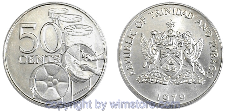 Trinidad & Tobago, 50 Cents ab 1976, KM 33, Ku/Ni