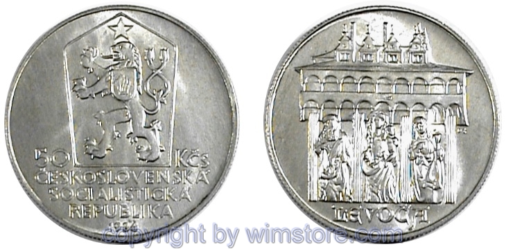 Tschechoslowakei, 50 Korun 1986, Levoca, KM 122, Silber