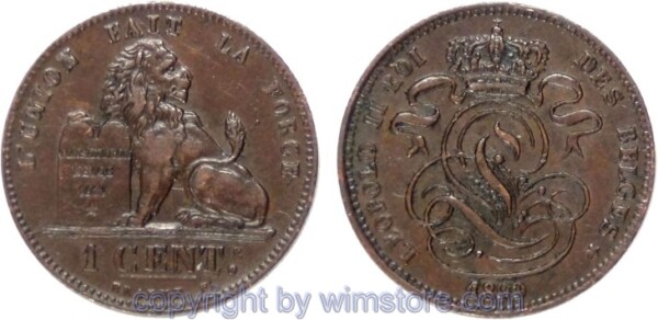 Belgien FR, 1 Centime 1869 - 1907, KM 33.1, Kupfer