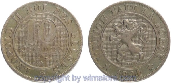 Belgien FR, 10 Centimes 1894 - 1901, KM 42, Ku/Ni