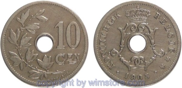Belgien FL, 10 Centiemen 1903, KM 49, Ku/Ni, ss