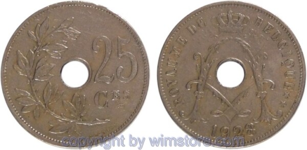 Belgien FR, 25 Centimes 1920, KM 68,1, Ku/Ni
