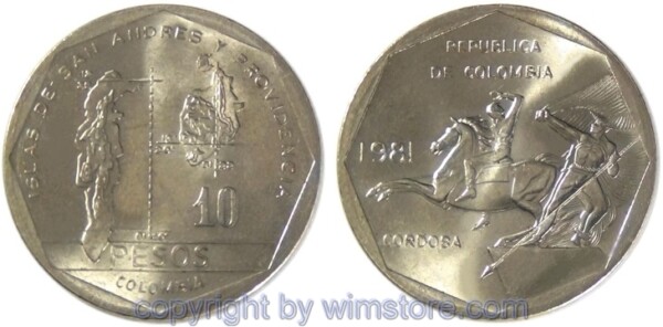 Kolumbien, 10 Pesos 1981 - 1989, KM 270, Ku/Ni/Zink