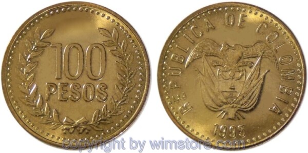 Kolumbien, 100 Pesos ab 1994, KM 285.2, Alu/Ni/Bro