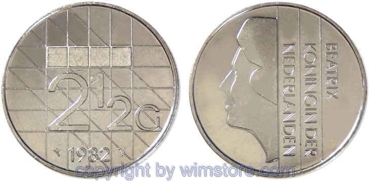 Niederlande, 2 1/2 Gulden 1982 - 2000, KM 206, Nickel
