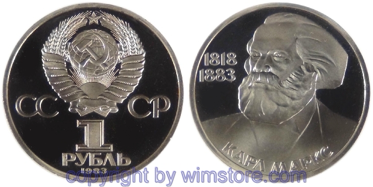 Russland, 1 Rubel 1983, Karl Marx, Y 191, Ku/Ni