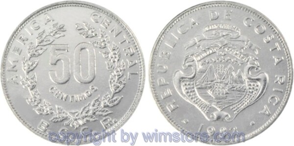 Costa Rica, 50 Centimos 1983, 83, 90, KM 209.1, Stahl