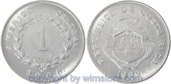 Costa Rica, 1 Colon 1984, 89, 93, 94, KM 210.2, Stahl