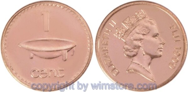 Fiji Inseln, 1 Cent 1990 - 2005, KM 49a, Zink - Kupfer galvanisiert