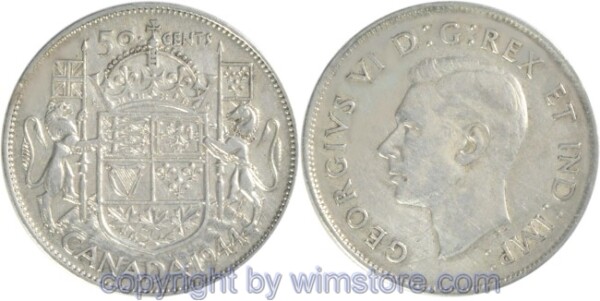 Kanada, 50 Cents 1937 - 1947, KM 36, Silber