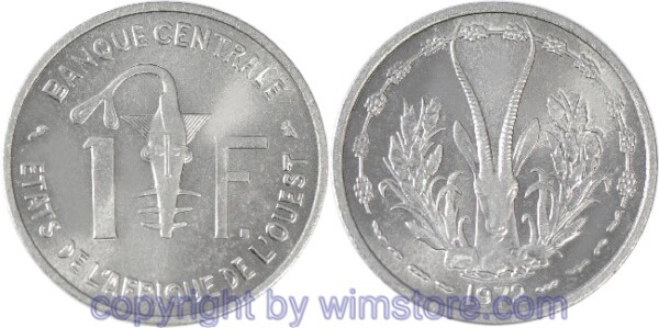 Westafrikanische Staaten, 1 Franc 1961 - 1975, KM 3.1, Aluminium