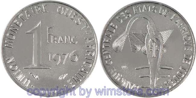Westafrikanische Staaten, 1 Franc 1976 - 2002, KM 8, Stahl