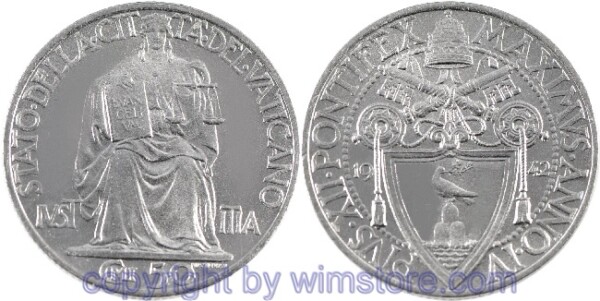 Vatikan, 50 Centesimi 1942 - 1947, KM 34, Stahl, st