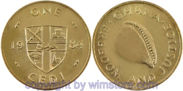Ghana, 1 Cedi 1984, KM 25, Messing