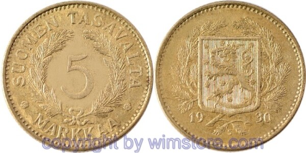 Finnland, 5 Markkaa 1928 - 1946, KM 31, Alu/Bro