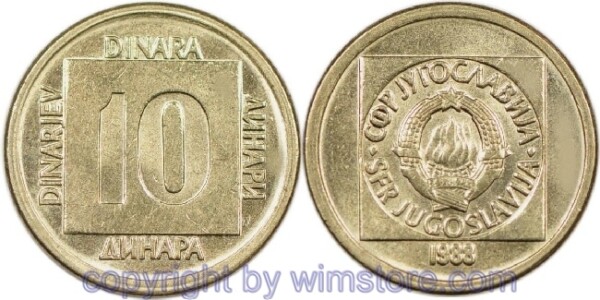 Jugoslawien, 10 Dinara 1988, 1989, KM 131, Messing