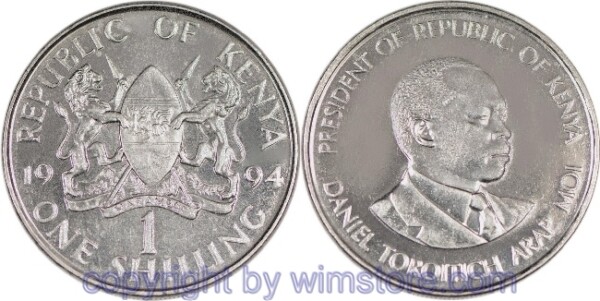 Kenia, 1 Shilling 1994, KM 20a, Stahl vernickelt