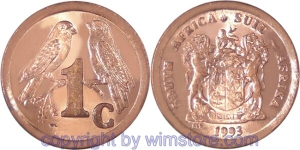 Südafrika, 1 Cent 1990 - 1995, KM 132, Stahl verkupfert