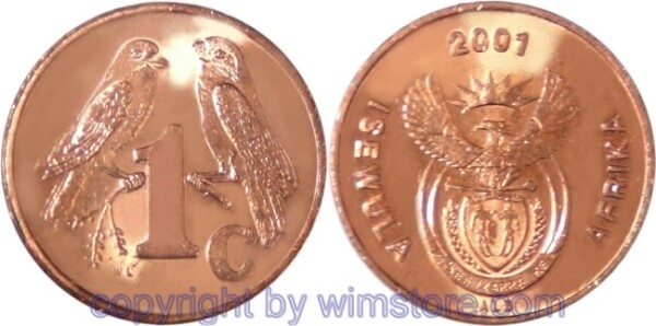 Südafrika, 1 Cent 2001, KM 221, Stahl verkupfert
