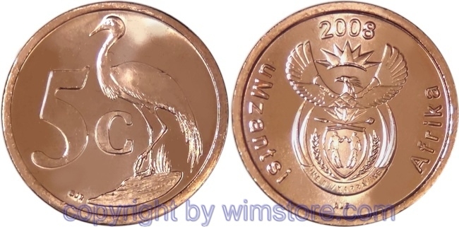 Südafrika, 5 Cents 2008, KM 440, Stahl verkupfert