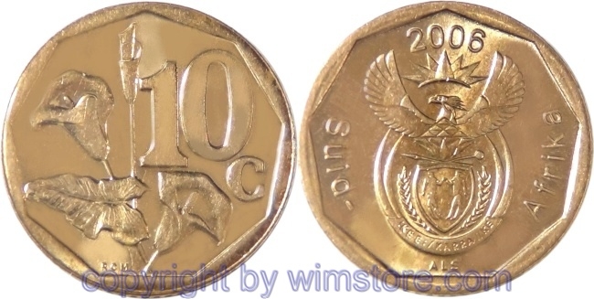 Südafrika, 10 Cents 2006, KM 487, Stahl-Messing galvanisiert