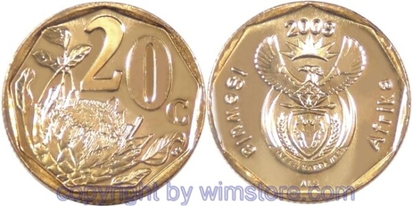 Südafrika, 20 Cents 2008, KM 442, Stahl-Messing galvanisiert