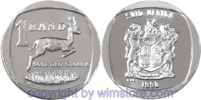 Südafrika, 1 Rand 1996 - 2000, KM 164, Bro-Ni galvanisiert