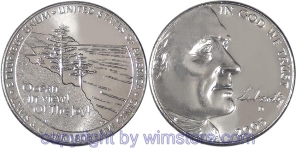 USA, 5 Cents 2005, Pacific Coast, KM 369, Ku/Ni