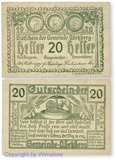 Abetzberg, G0001a1, 20 Heller; 1-