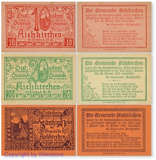 Aichkirchen, G0011, Serie 10, 20, 50 Heller; 1-