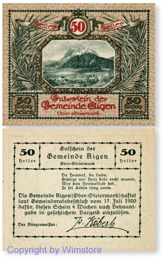 Aigen (Stmk), G0014b, 50 Heller, braun; 1