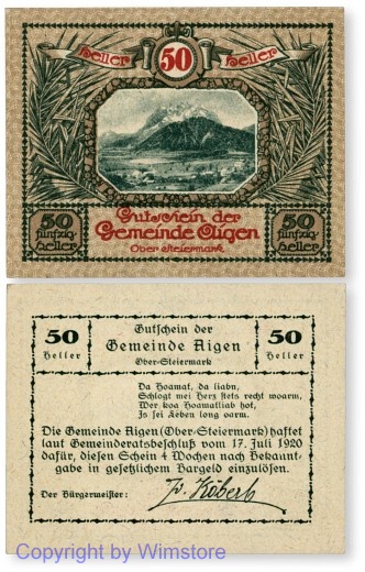 Aigen (Stmk), G0014b, 50 Heller, braun; 1-