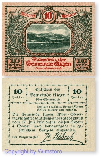 sn100122 Aigen (Stmk), G0014f, 10 Heller, rosa; 1