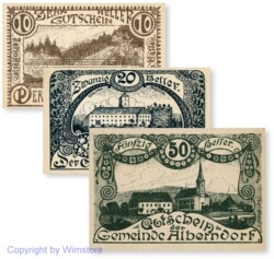 Alberndorf, G0017a, Serie 10, 20, 50 Heller; 1