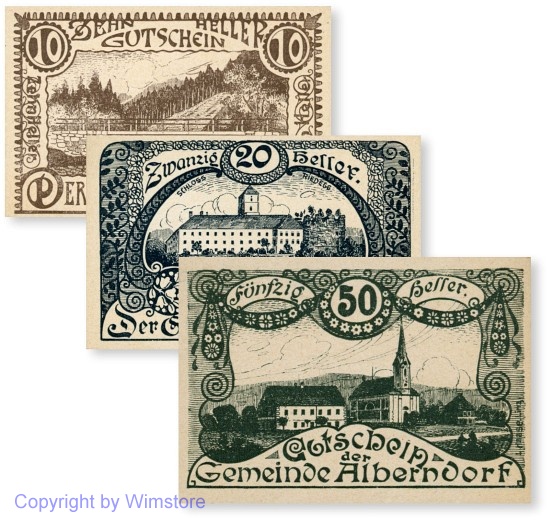 Alberndorf, G0017a, Serie 10, 20, 50 Heller; 1