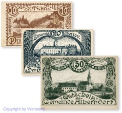 Alberndorf, G0017a1, Serie 10, 20, 50 Heller, Druckfehler; 1