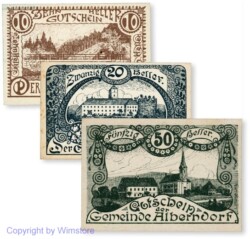 sn100167 Alberndorf, G0017a, Serie 10, 20, 50 Heller; 1-