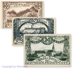 Alberndorf, G0017a1, Serie 10, 20, 50 Heller, Druckfehler; 1-