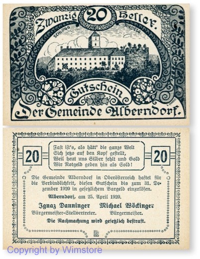 Alberndorf, G0017a, 20 Heller; 1-