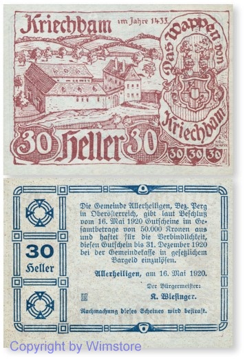 sn100221 Allerheiligen, G0021a, 30 Heller, Bild lila; 1-