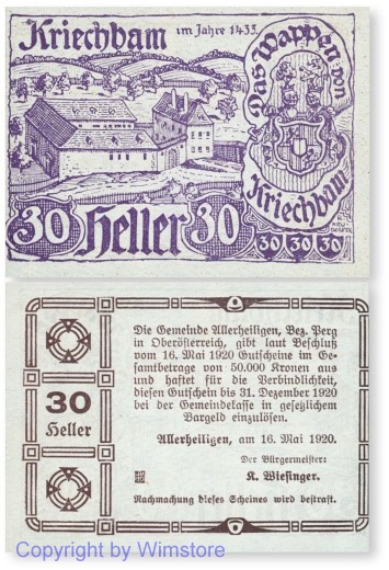 sn100234 Allerheiligen, G0021b, 30 Heller, Bild violett; 1