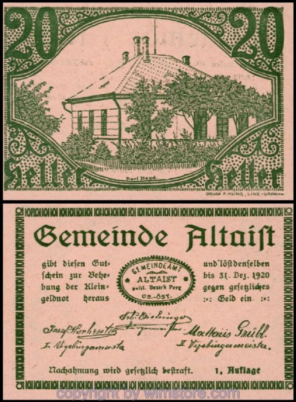 Altaist, G0023IaB, 20 Heller, 14F, 1. Auflage; 1