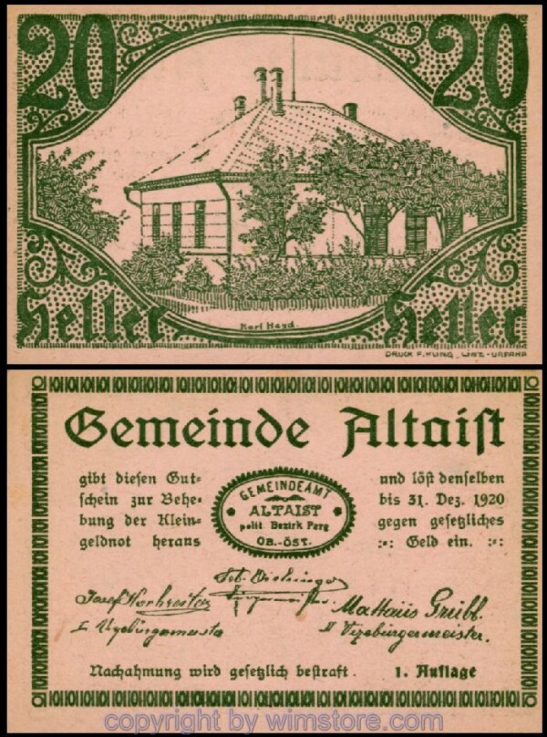 Altaist, G0023IaD, 20 Heller, 38, 1. Auflage; 1
