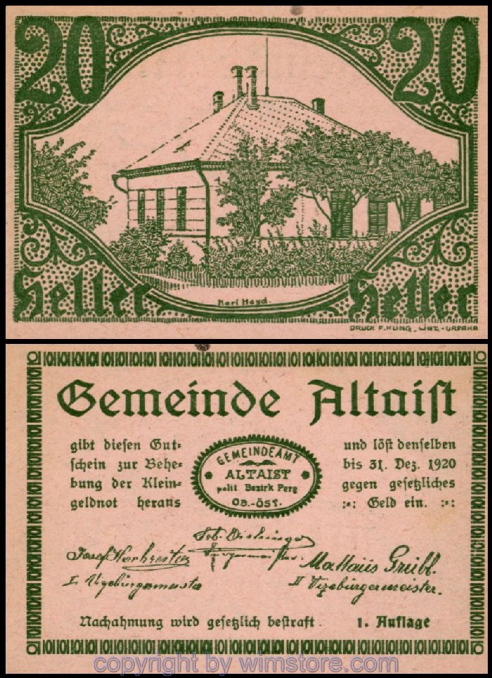 sn100263 Altaist, G0023IaD, 20 Heller, 38, 1. Auflage; 1-