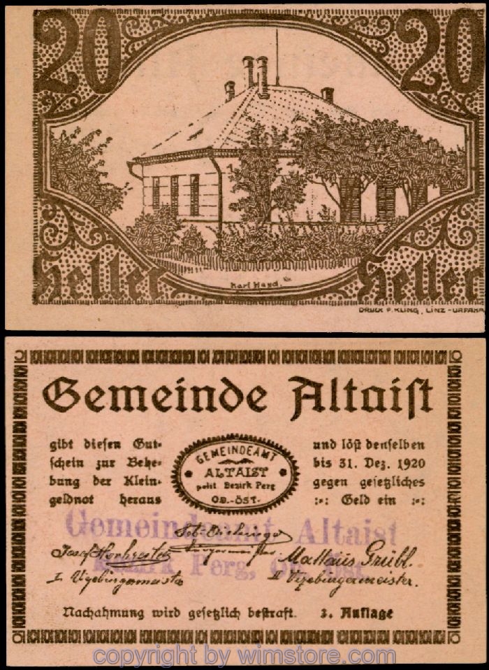 sn100295 Altaist, G0023IdG, 20 Heller, 83-11, 3. Auflage, rosa; 1