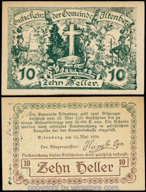 Altenberg, G0025b, 10 Heller, grün; 1-