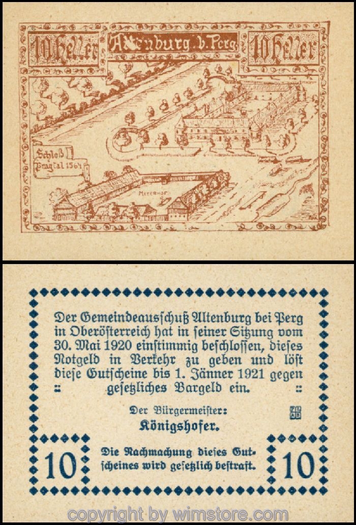 Altenburg, G0026Ib, 10 Heller, Papier gelblich; 1