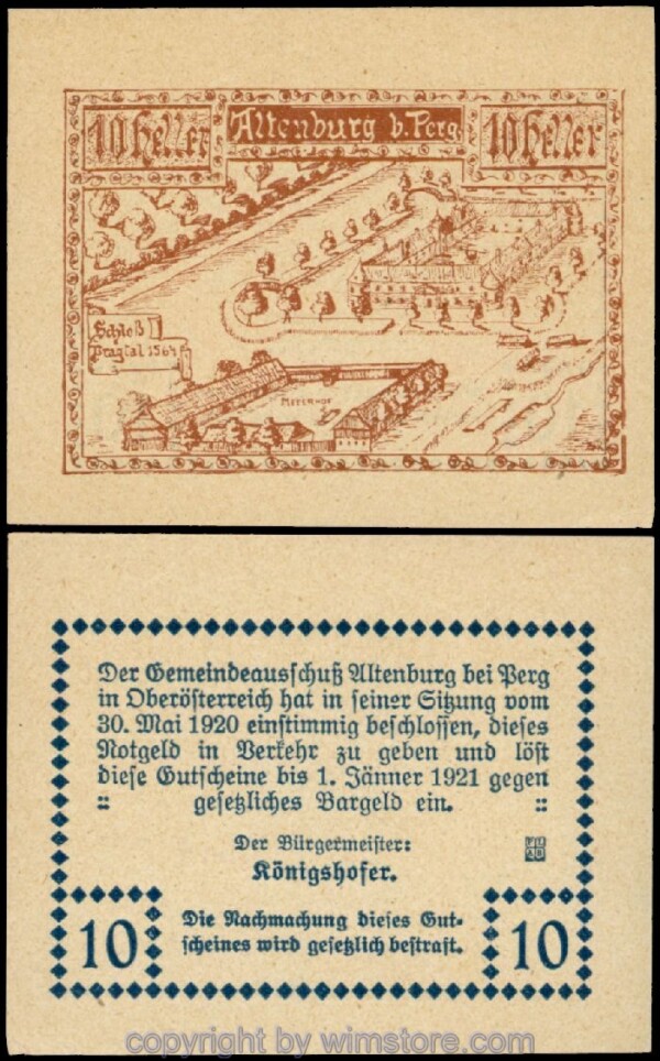 Altenburg, G0026Ib, 10 Heller, Papier gelblich; 1-