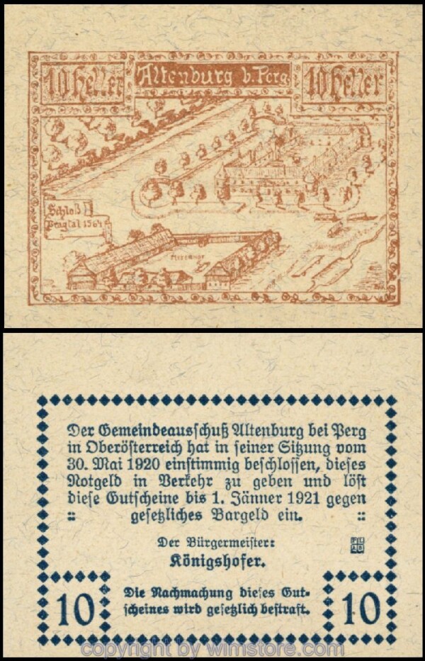Altenburg, G0026Ib, 10 Heller, Papier gelblich mit Fasern; 1